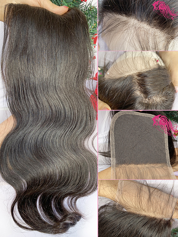Csqueen Mink hair Body Wave 5*5 Transparent Lace Closure 100% Human Hair - Click Image to Close